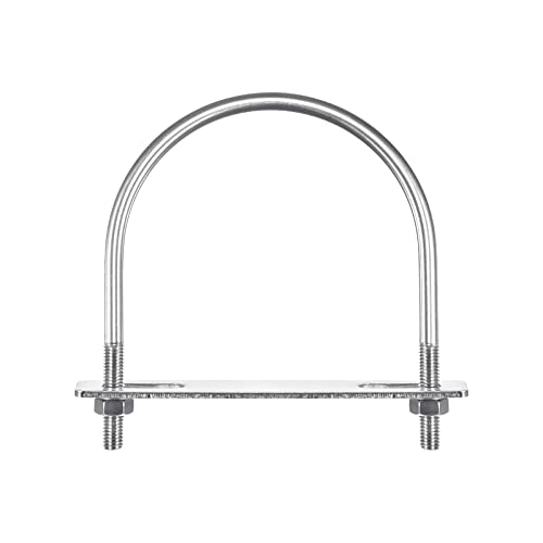 Image of uxcell Round U-Bolts, 2 Sets 110mm(4.33 inch) Inner Width 135mm Length M8 304 Stainless Steel U Clamp Bolt with Nuts Washers and Plates, for Boat Trailer