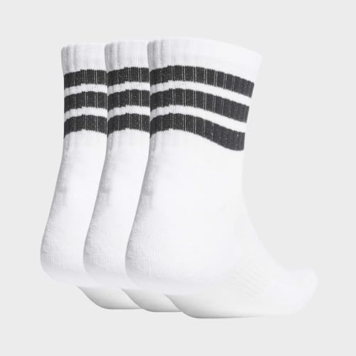 adidas Unisex 3 STRIPES CUSHIONED SPORTSWEAR MID CUT SOCKS 3 PAIR PACK, white/black/black, 40-42