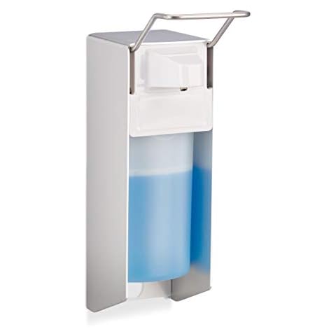 2 x Eurospender 500 ml, intelligente Handhygiene, Seifenspender, Desinfektionsmittelspender, Bügel-Mechanik, weiß Cover