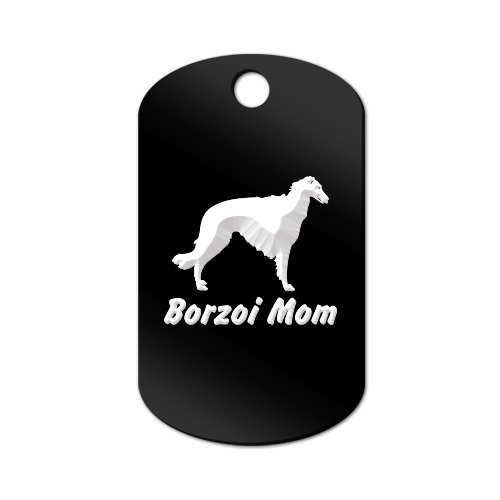 Mister Petlife Borzoi Mom Engraved Keychain/GI Tag Russian Wolfhound Black