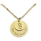 collier chaine pendentif médaille personnalisé gravure avec pendentif lettre - or ou argent - acier inoxydable - cadeau maman grand mère - prénoms au choix - 45 +5 cm - médaille rond- 1 trou 20 mm