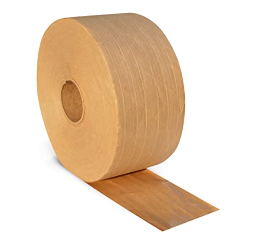 Gummed Packing Tape, Water Activated Tape Roll, 3 Inch x 450 Feet, Kraft Brown, 300 Pack