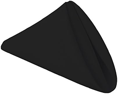 Gee Di Moda Cloth Napkins - 17 x 17 Inch Black Solid Washable Polyester Dinner Napkins - Set of 12 Napkins with Hemmed Edges - Great for Weddings, Parties, Holiday Dinner & More