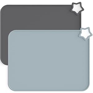 Moonkie 2PC Silikon Platzset Kinder Dunkelgrau/Hellgrau