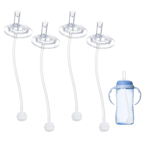 4PCS Replacement Straws Compatible with NUK Learner Cup 10oz Silicone Gravity Ball Straw Replacment Change out Sippy Cup to Straw Cup Weighted Straws No Leakage Drinking Tools