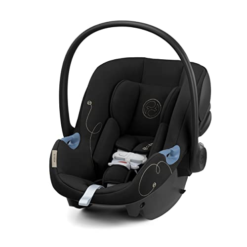 Image of Cybex Aton G Infant Car Seat with Linear Side-Impact Protection, 11-Position Adjustable Headrest, in-Shell Ventilation, Easy-in Buckle and Secure Safelock Base, Moon Black with Sensor Safe