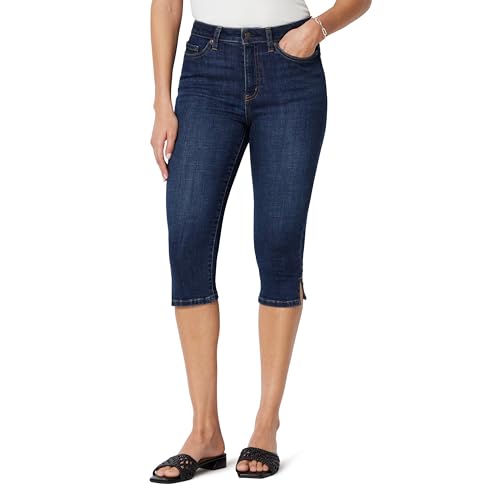 Amazon Essentials Damen Wadenlange Cropped Jeans mit Hohem Bund und Stretch-Denim Dark Midnight Wash 40