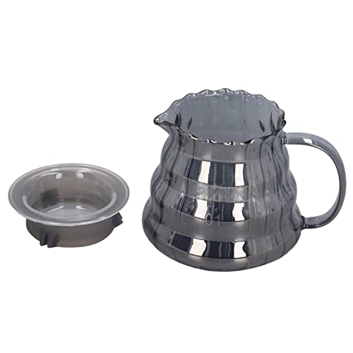 Servidor de café, jarra de café de vidrio para verter sobre la jarra de café, teteras de vidrio, jarra de café pequeña, cafetera con tapa para uso doméstico, gris (300ml)