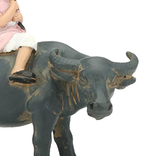Sculpture de bison avec fille : statue de décoration maison et bureau - 3