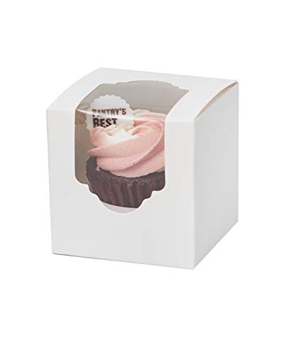 Yotruth 2.5” x 2.5” x 2.5”White Mini Cupcake Boxes single individual Easy Assembly with Window and Insert 24 Pack