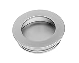 GTV Muschelgriff Einlassgriff B224, Runder Möbelgriff zum Einlassen, aus Zinkdruckguss, Ø 40,5 mm, Einbauhöhe 10 mm, für Schiebetüren Schubladen, Aluminium