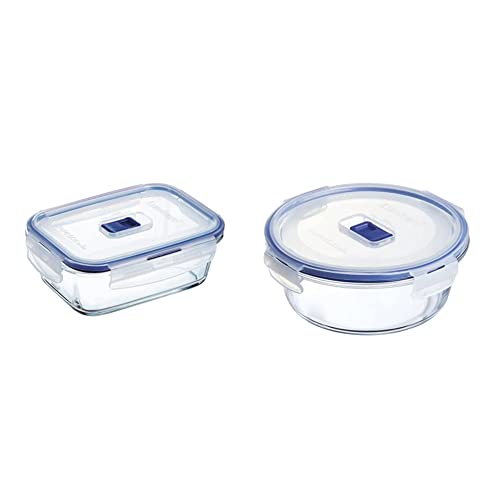 Luminarc Pure Box Active - Boîte de Conservation hermétique en verre, rectangulaire 0,82 L & Pure Box Active - Boîte de Conservation hermétique en verre, rond, 0,92 L Cover
