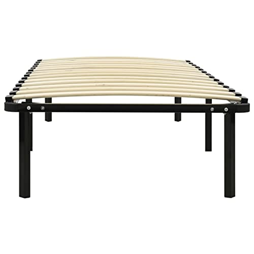 Homgoday Canapé negro de metal 90 x 200 cm, cama con estructura de cama, cama moderna, estructura de cama, cama de matrimonio, cama con láminas para salón y dormitorios - imagen 4