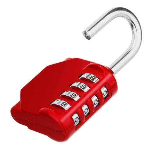 Image of 4 Digit Combination Lock for Gym /Sports /School /Employee Locker /Fence /Hasp and Storage -Easy to Set Your Own Keyless Resettable Red