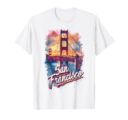 San Francisco Golden Gate Bridge Aquarell Souvenir T-Shirt