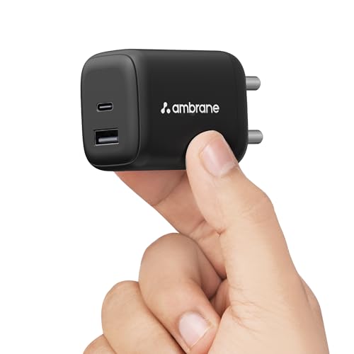Ambrane 45W Dual Port GaN Charger, USB & Type C Port with QC & PD...