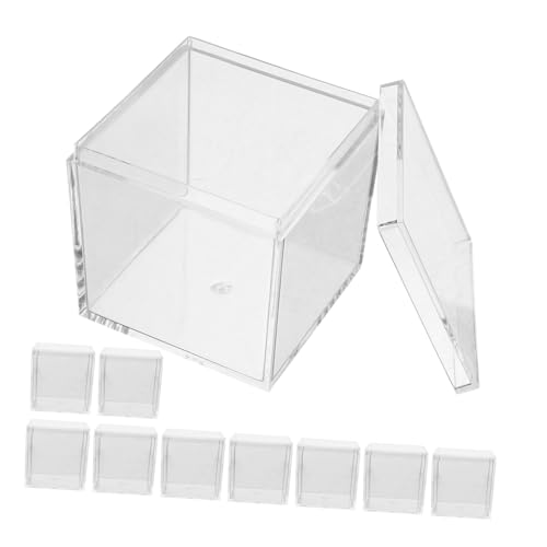 MUSISALY 5.5cm Square Acrylic Box Cover 10 Pack Specimen Display Case for Crystals