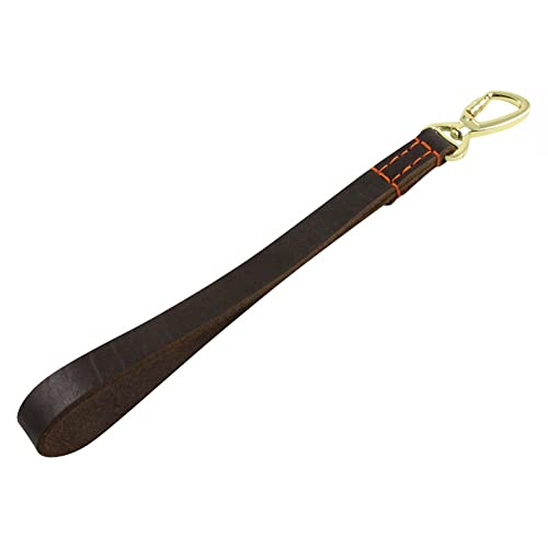Short Pet Leads, 16" Leather Dog Training Leash w/360° Hook for Medium Large Dogs Training Walking (withstand 160 Lbs Tension)