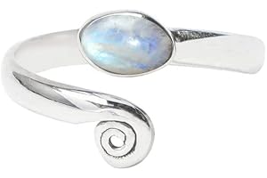 Rainbow Moonstone Sterling Silver Toe Rings for Women 925
