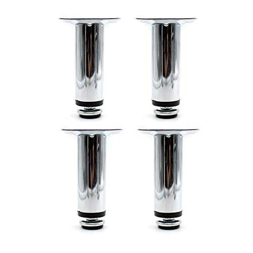 DOJA Barcelona | Pied de Meuble | Pack 4 | Pied Reglable Rond | Ø 30mm | Hauteur Reglable 100+10mm | en Acier | pour Meuble Cuisine, Pied de Table Metal, Pied...
