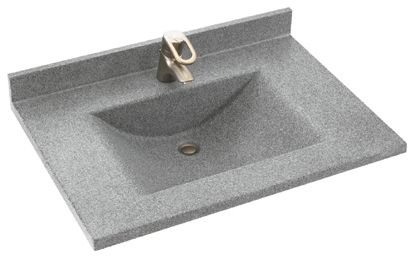 SwanCV02231.053 Contour Solid Surface Single-Bowl Vanity Top, 31-in L X 22-in H X 6.25-in H, Tahiti Gray
