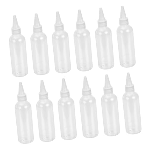 NOLITOY Refillable Pointed Mouth Bottles for Hair Dye 100ml Pe Material Squeeze Bottles for Hair Coloring Applicator Random Color