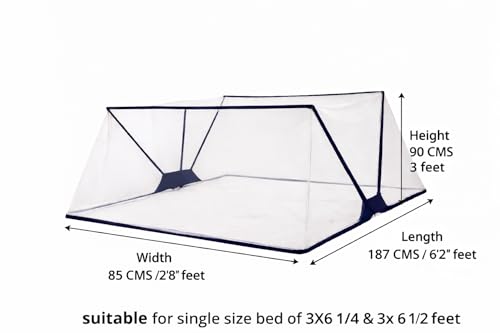 Image of Happy Penguin Mosquito Net [Foldable] Easy Setup | Lightweight Cotton, Portable & Ideal for Home & Travel | Strong & Breathable | Suitable for Single Bed [3 * 6] 1 /4