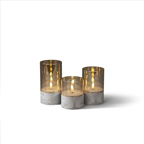 1819-600 - Set di 3 candele a LED con vetro e timer da 6 ore 1 diodo bianco caldo funzionamento a batteria interno 0.06 W 2 batterie AA da 1.5 V non incluse