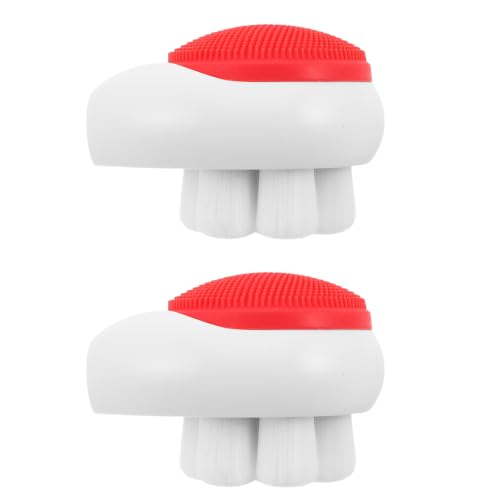 Cepillo facial de silicona de doble cara, pack de 2 limpiadores manuales con mango corto