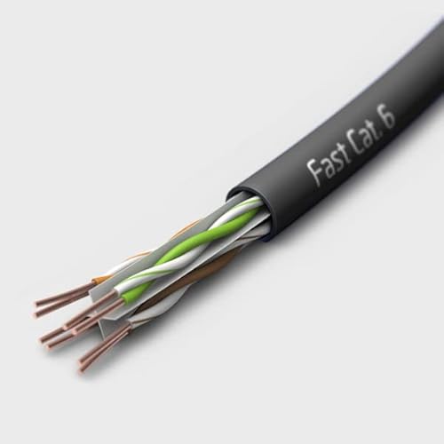 Fast Cat. Cat6 Direct Burial Outdoor Ethernet Cable - 500Ft Waterproof Cat6 Cable With 23Awg Solid Copper Conductors - Cmx, Utp 550Mhz Heavy Network & Gaming Ethernet Cable – Black #TOP2