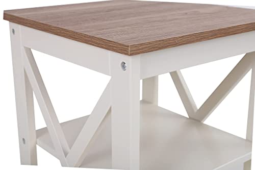 Maison Arts End Tables Living Room Set Of 2 Farmhouse Side Tables 3-Tiers Rustic Nightstands With Storage For Bedroom, Modern Wood Look Mid Century Accent Furniture, Easy Assembly, Ivory #TOP5