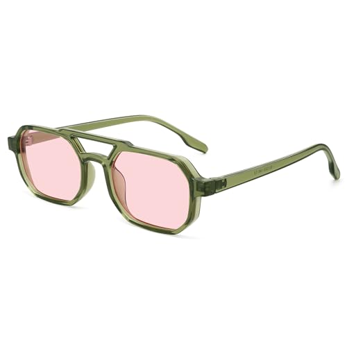 SOJOS Retro Rectangle Aviator Sunglasses for Women Men Trendy 90s Classic Square Frame Shades SJ26273