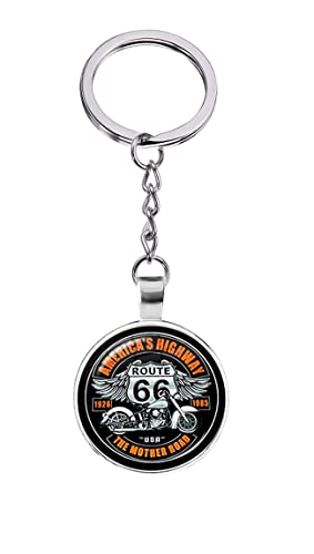 Porte-Clés Original, Route 66, Hard Rock, Moto Biker USA, Porte Clef pour Homme et Femme (Sans Prénom) Cover