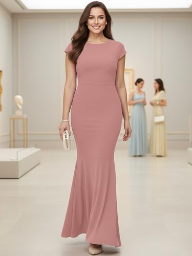 Image of KOH KOH Womens Long Cap Sleeve Fishtail Formal Evening Cocktail Maxi Dress