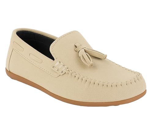 Boys Faux Suede Slip On Loafer Wedding Classic Smart Casual Moccasin Flat Shoes