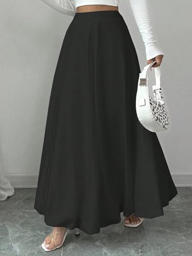 Women's 2025 Summer Casual Long Skirts Satin Long A-Line Elegant Skirt2