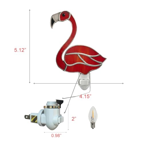 Image of CHEZBABY Stained Glass Night Light Plug into Wall Accent Nightlight Lamp Decorative for Hallway Bedroom Kitchen Home Decor(Flamingo)
