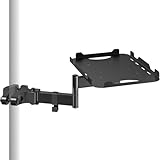 ACCURTEK ポール取付 収納トレー 角度調整可能 デスク省スペース コード整理 耐荷重5kg ポール径28-60mm SDD・HDD・ルーター・ゲーム機・電源タップ・mini pcなど収納 NUCミニPCコンピュータ対応 電源ボタンへのアクセス 通気放熱スタンド 金属製 ブラック