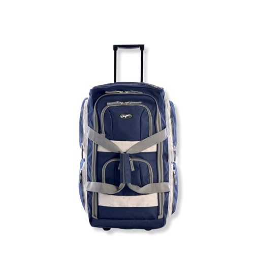 Olympia U.S.A. 22 inch Carry On 8 Pockets Wheeled Rolling Duffel Bag Water Resistant Luggage Lightweight Travel Suitcase with Retractable Handle
