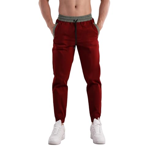 Pantalones cargo para hombre, con cordón, casuales, sueltos, talla grande, deportes al aire libre, tendencia de moda para senderismo y uso diario, rosso, M