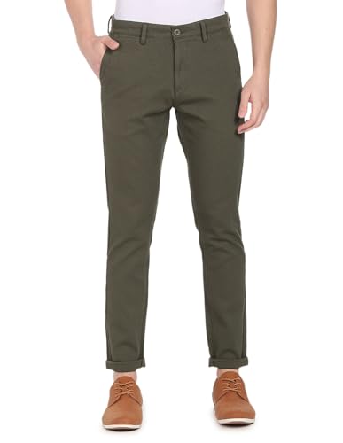 Image of U.S. Polo ASSN. Men's Regular Solid Textured Austin Trim Fit Mid Rise Casual Trousers