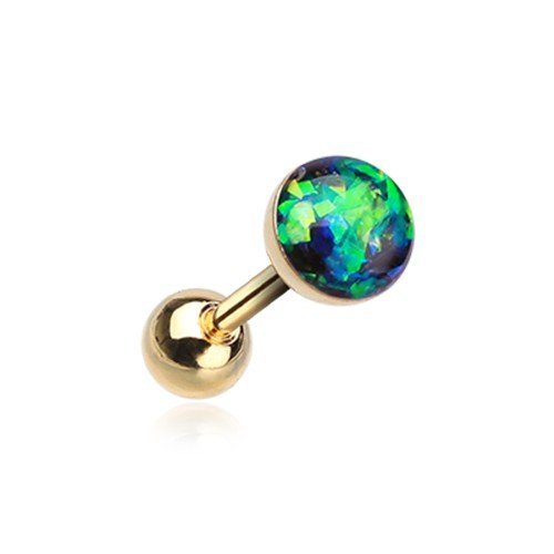 Golden Opal Sparkle Cartilage Tragus Earring 316L Surgical Steel
