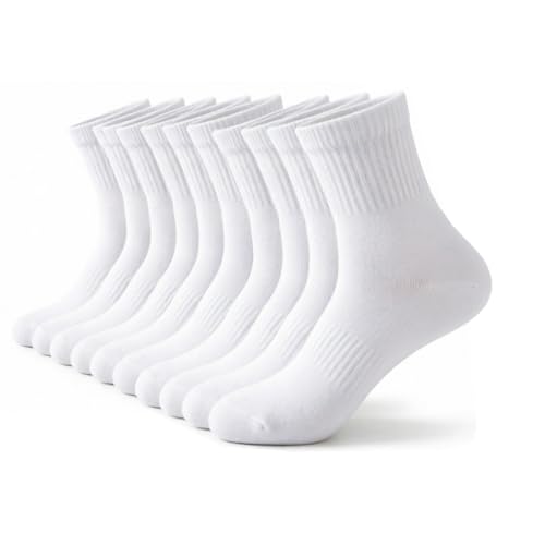 Image of XIUDONG 10 Pairs Cotton Mid-Crew Socks for Men & Women – Breathable, Moisture-Wicking Athletic Socks for Sports, Gym & Daily Wear (white)