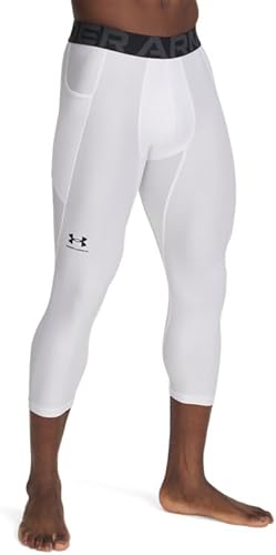 Under Armour Leggings Heatgear 3/4 para Hombre, (101) Blanco/Negro, X-Large