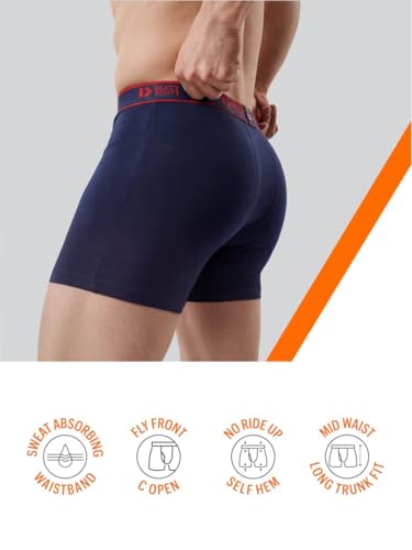 Image of Dixcy Scott Cross Trunk | Long Leg Trunks for Men | 100% Combed Cotton | Soft, Sweat-Absorbent Waistband | C-Open Front Men's Underwear | Self-Hem Leg Grip Innerwear for Man | Pack of 3