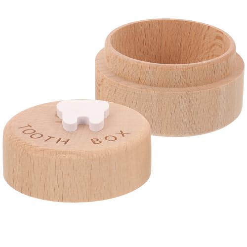 Vaguelly Caja de Dientes de Leche Madera Natural, Contenedor Portátil de Recuerdo Infantil, Almacenamiento Seguro para Dientes y Cabello Fetal, Obsequio para Recién Nacidos y Guardería