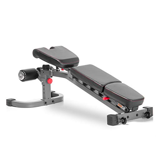 XMark Commercial Flat Incline Decline Weight Bench, 1500 lb Capacity, 7 Back Pad Adjustments From Decline To Military Press, Ergonomic 3 Position Adjustable Seat, and Built In Transport Wheels