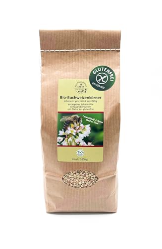 Bio-Buchweizenkörner 1000 g, 'glutenfrei' zertifiziert, keimfähig, schonend geschält ohne Wärmezufuhr und in Oberbayern/Deutschland angebaut, Demeter Landwirtschaft