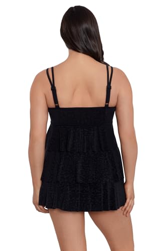 Longitude Women's Plus Swimwear Triple Tier Long Torso One Piece Swimdress3