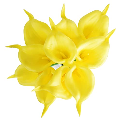 Image of Tdas Artificial Lily Flowers Plants Home Decor Items Flower Plant for vase Living Room Hall Bedroom Decorative Decoration - 34 CM Long (Pot Not Included) (Yellow, 5 Pcs)